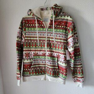 Faze women's fair isle multi color hoodie NWT Sz S Streetwear Skater Grunge